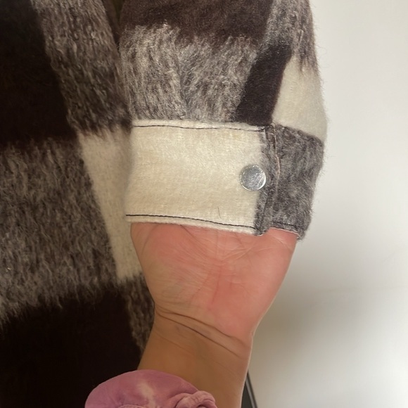 Abercrombie and Fitch Winterized Wool-Blend Shirt Jacket dark brown plaid size S - Picture 4 of 7